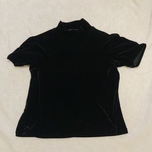 BANANA REPUBLIC velvet short-sleeve turtleneck top